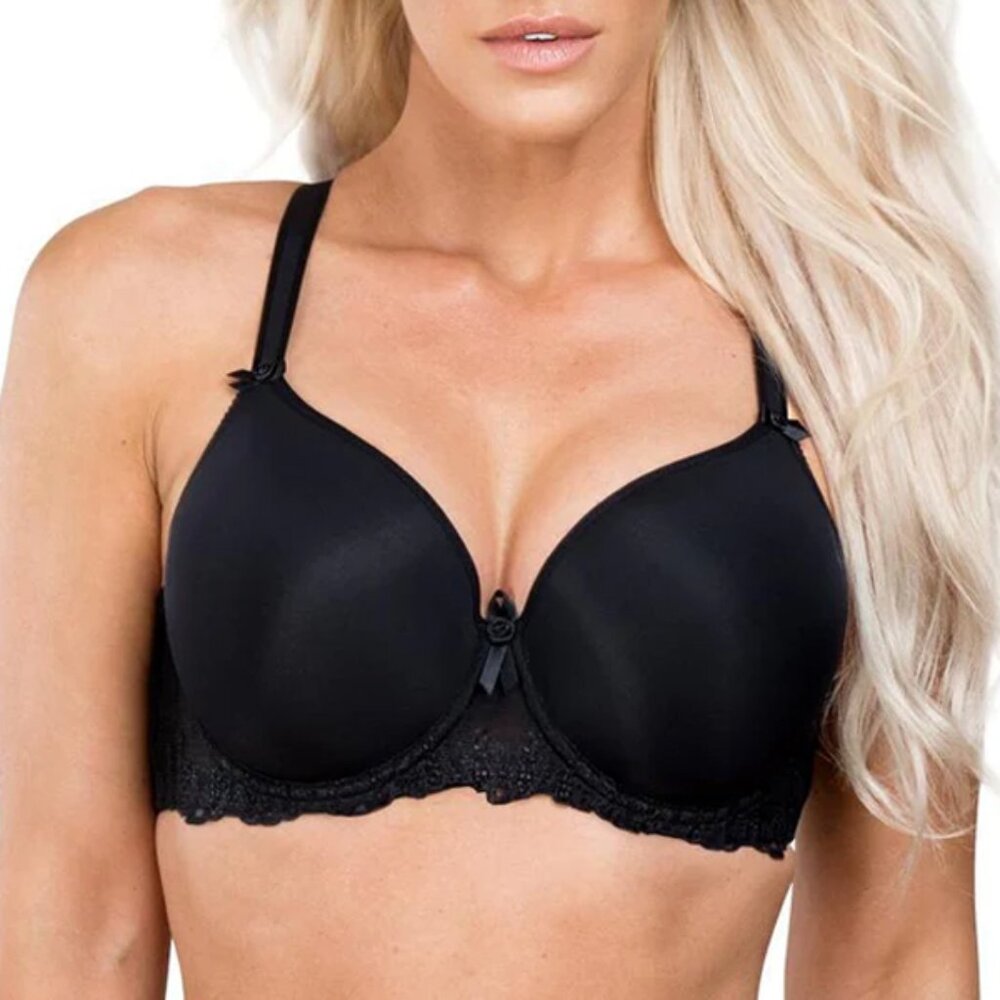NEW Fit Fully Yours Elise Molded Convertible Bra 34H Black Underwired B1812 $98